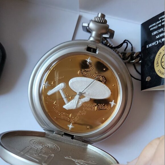 Vintage 2000 - Star Trek USS Enterprise Pocket Watch w/22k Details. New w/o box - Picture 15 of 15